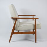 Vintage original armchair "Fox" designed by H. Lis 1970s, beige fabric, fully renovated