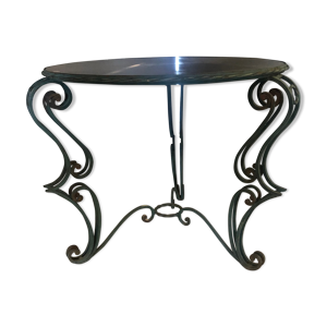 Table ronde avec plateau en verre