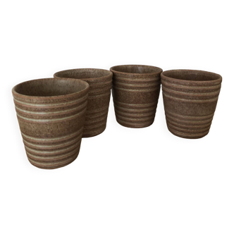 Set of 4 Vallauris stoneware cups/glasses