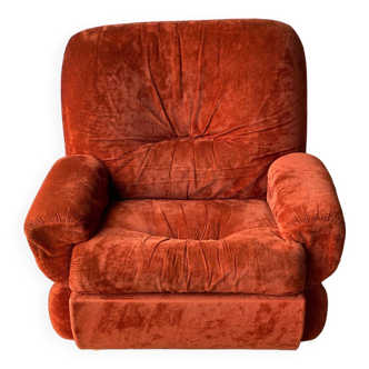 Fauteuil vintage velours rouge bordeaux chauffeuse