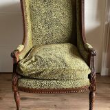 Pair of 19th century oak fireside chairs – restored with Métaphores velvet
