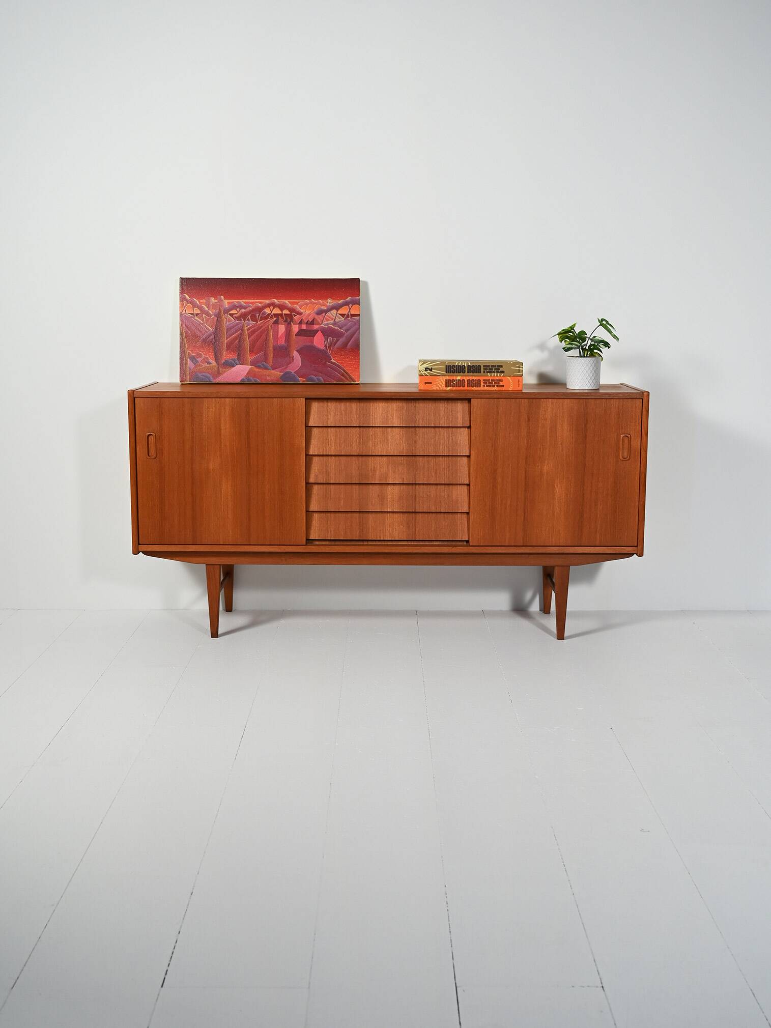 Scandinavian sideboard with louvered drawers, 1950s/60s
