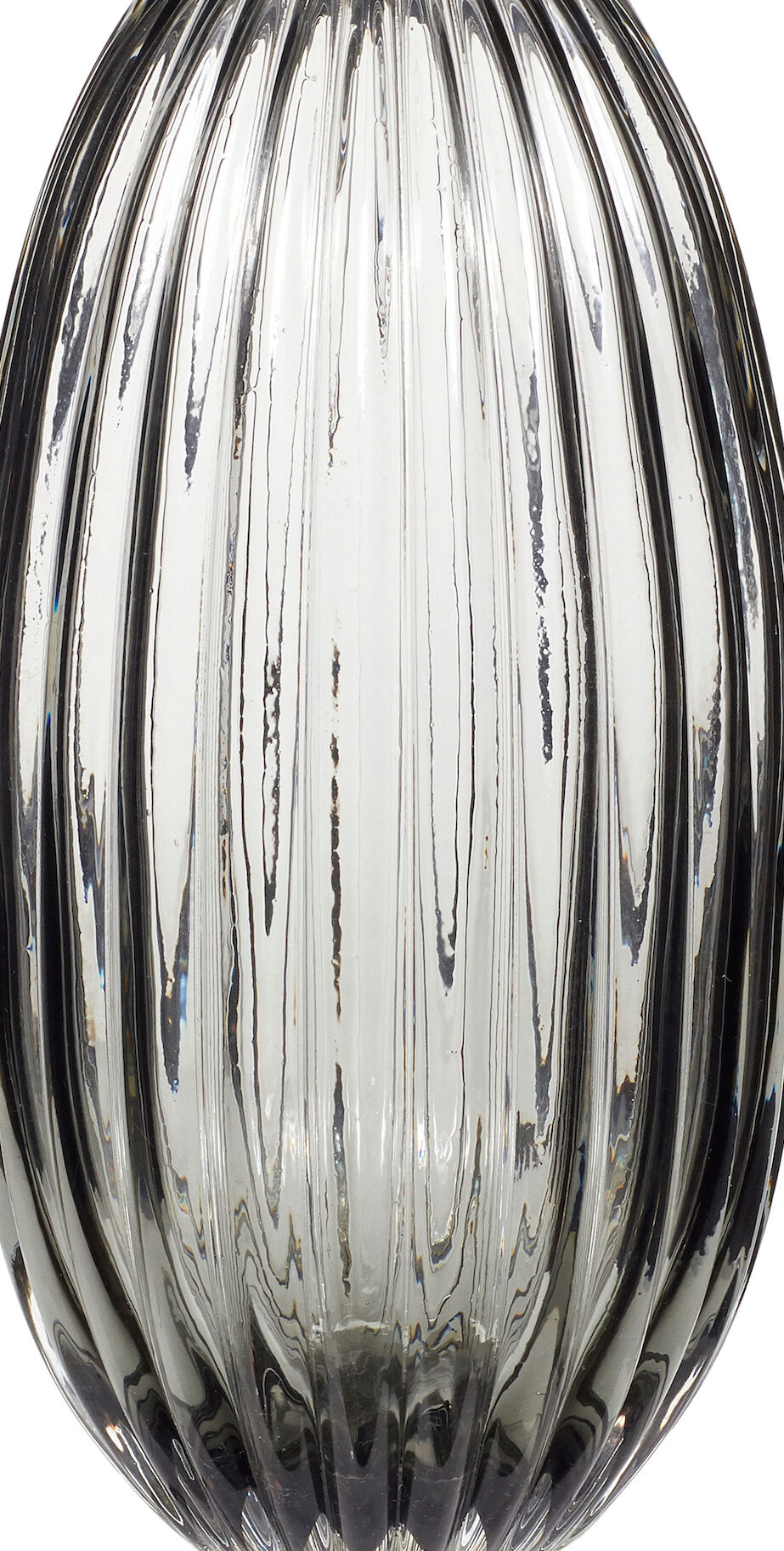 Light grey glass vase with streaks 32cm