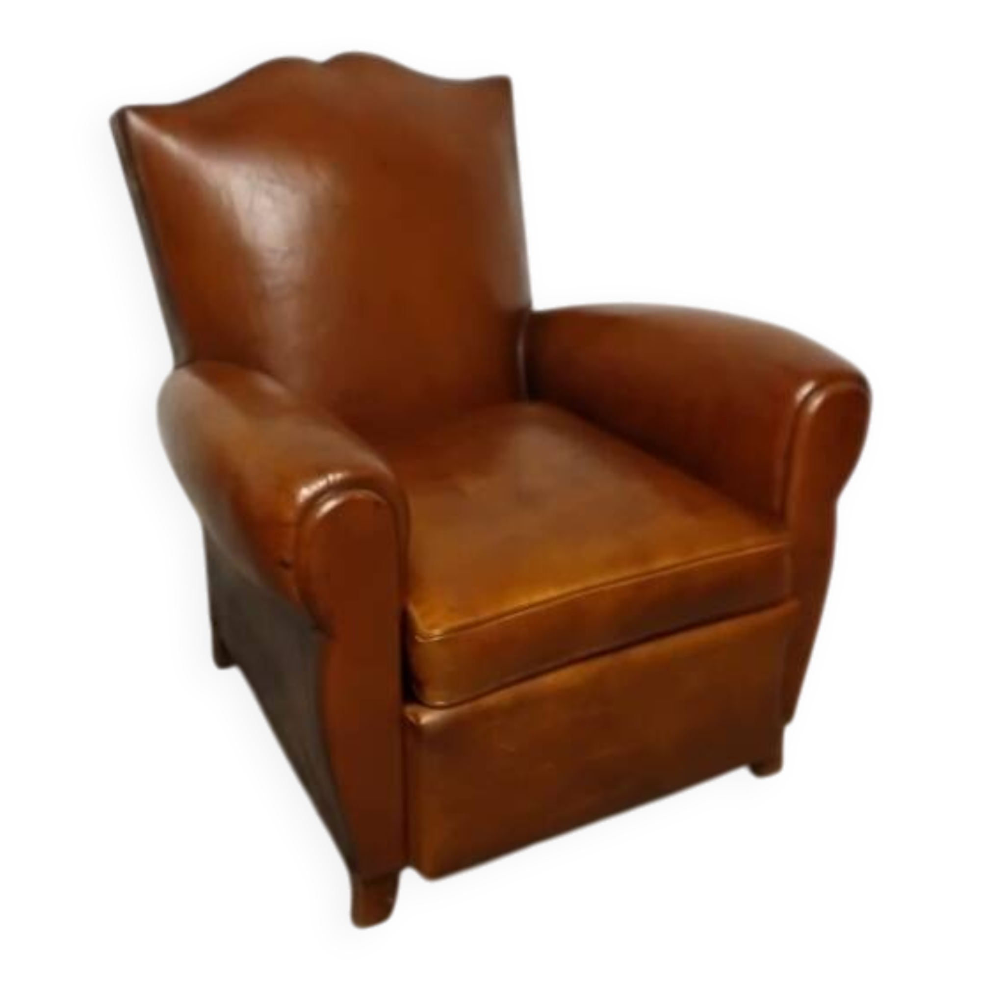 Antique club chair with mustache back