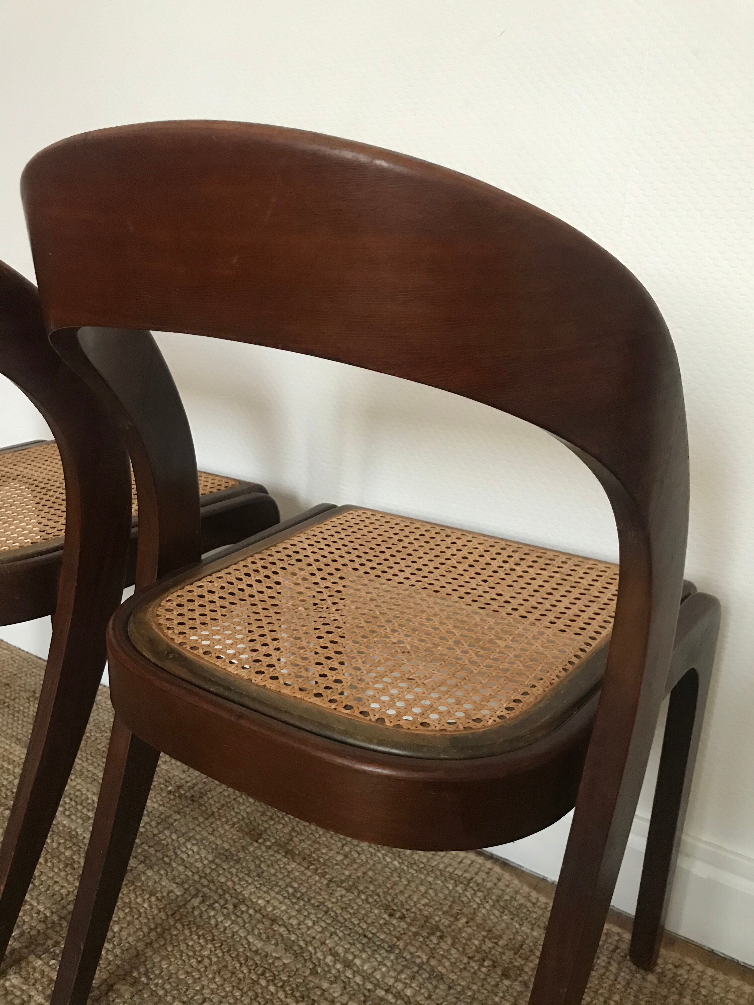 Pair of Baumann canne gondole chairs
