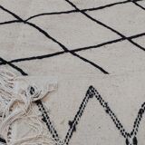 Tapis blanc et noir berbère fait main 245x156cm