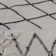 Handmade white and black Berber carpet 245x156cm