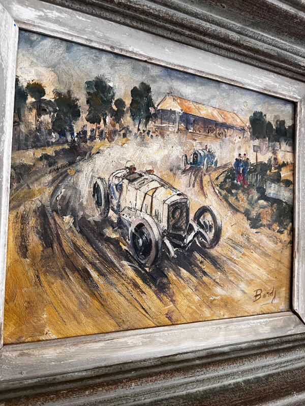 Tableau Grand Prix 1914, course automobile, Paulette Bardy, années 40