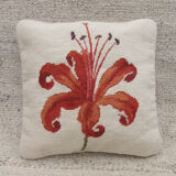 Vintage Handmade Red Flower Wool Cushion Cover- 35x35cm