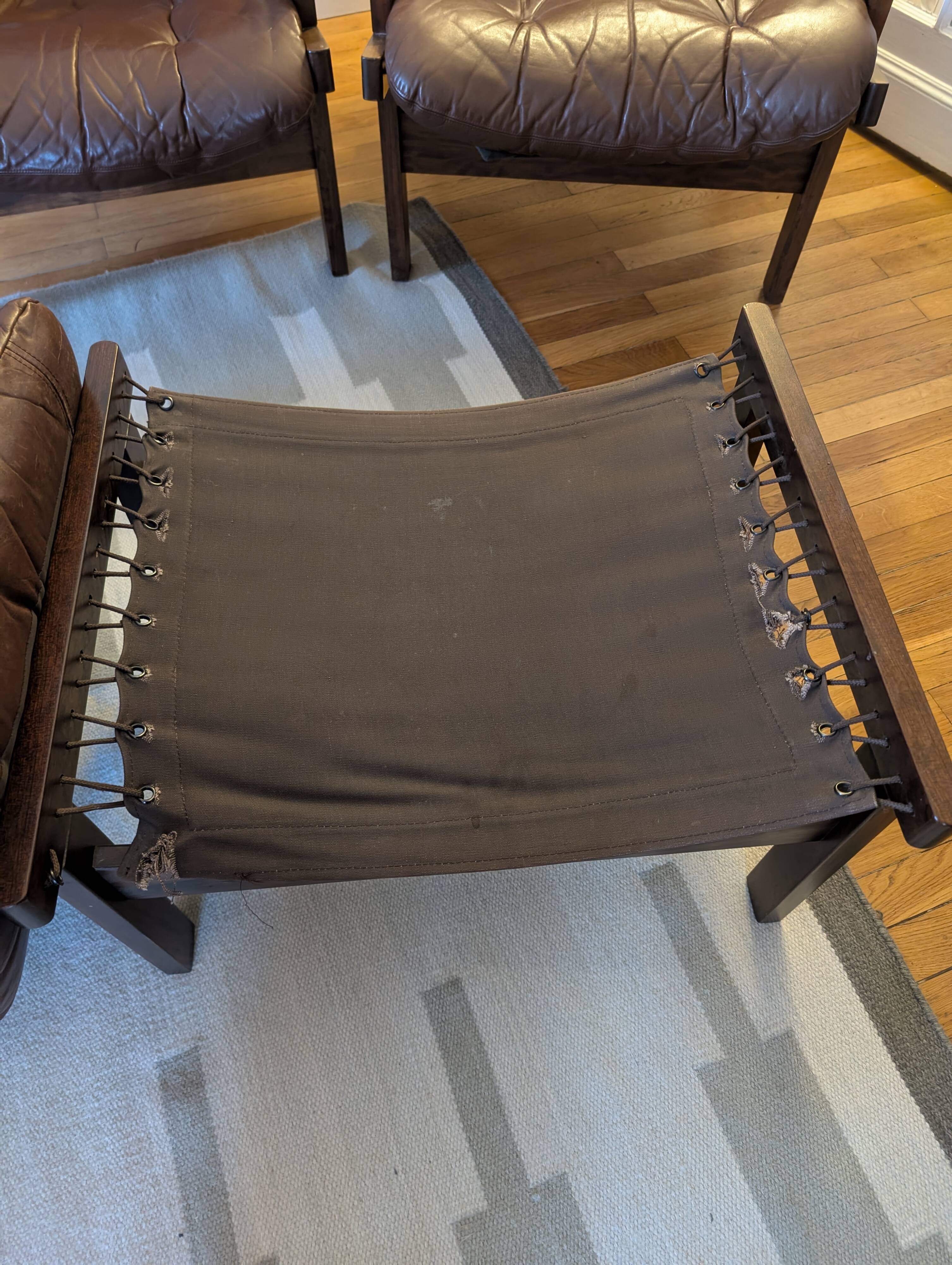 2 Hunter armchairs and 1 footstool by Torbjørn Afdal for Bruksbo