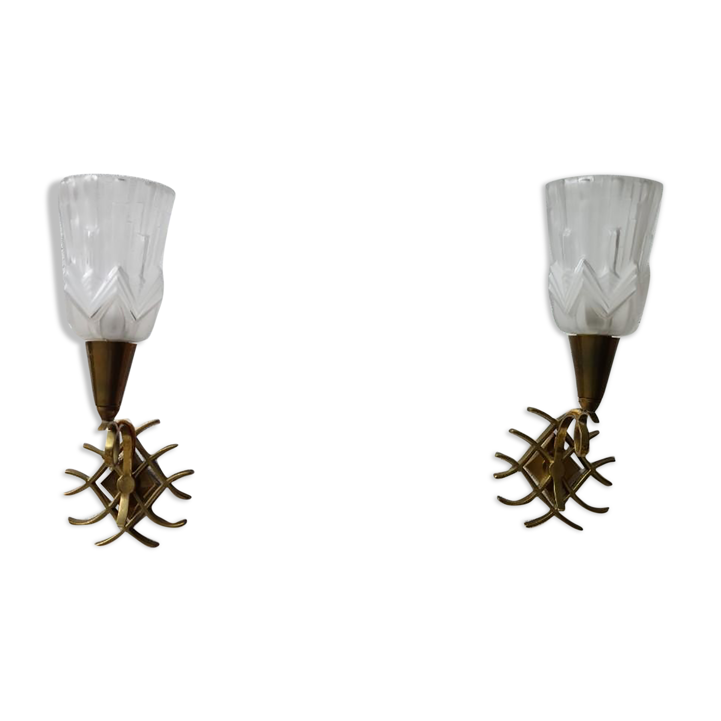 Pair of anée wall lamps 30/40 in bronze