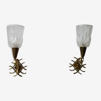 Pair of anée wall lamps 30/40 in bronze