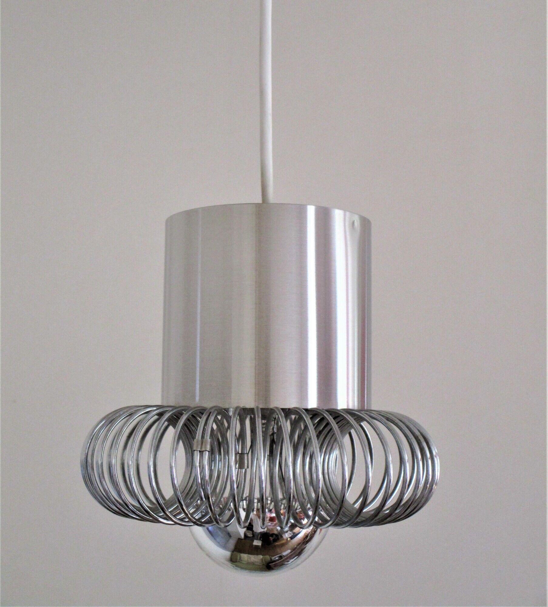 Philippe Rogier stainless steel pendant lamp for Oxar design gallery 70s