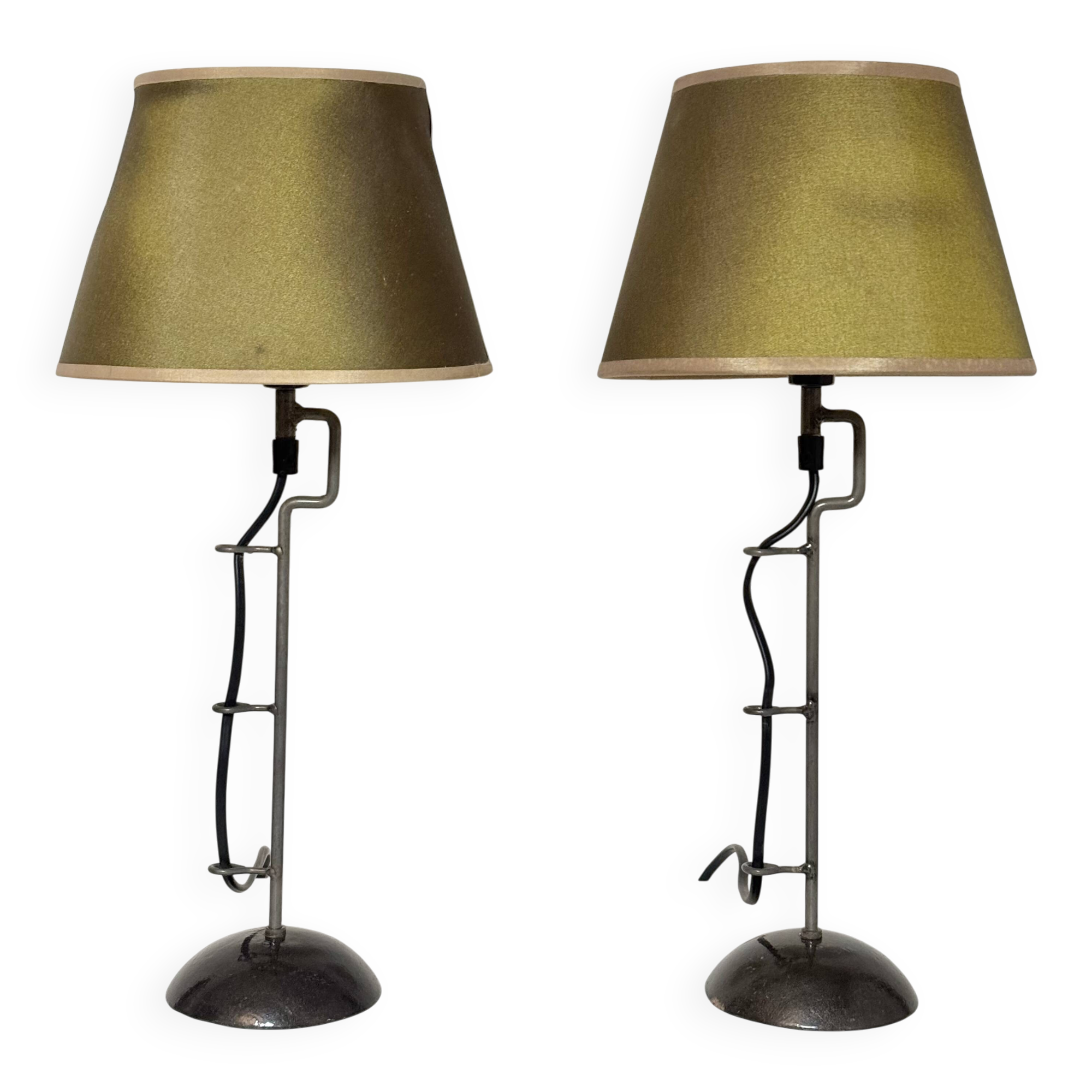 Paire de lampes en acier 1980