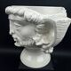 Large white earthenware flowerpot with faun heads circa 1900