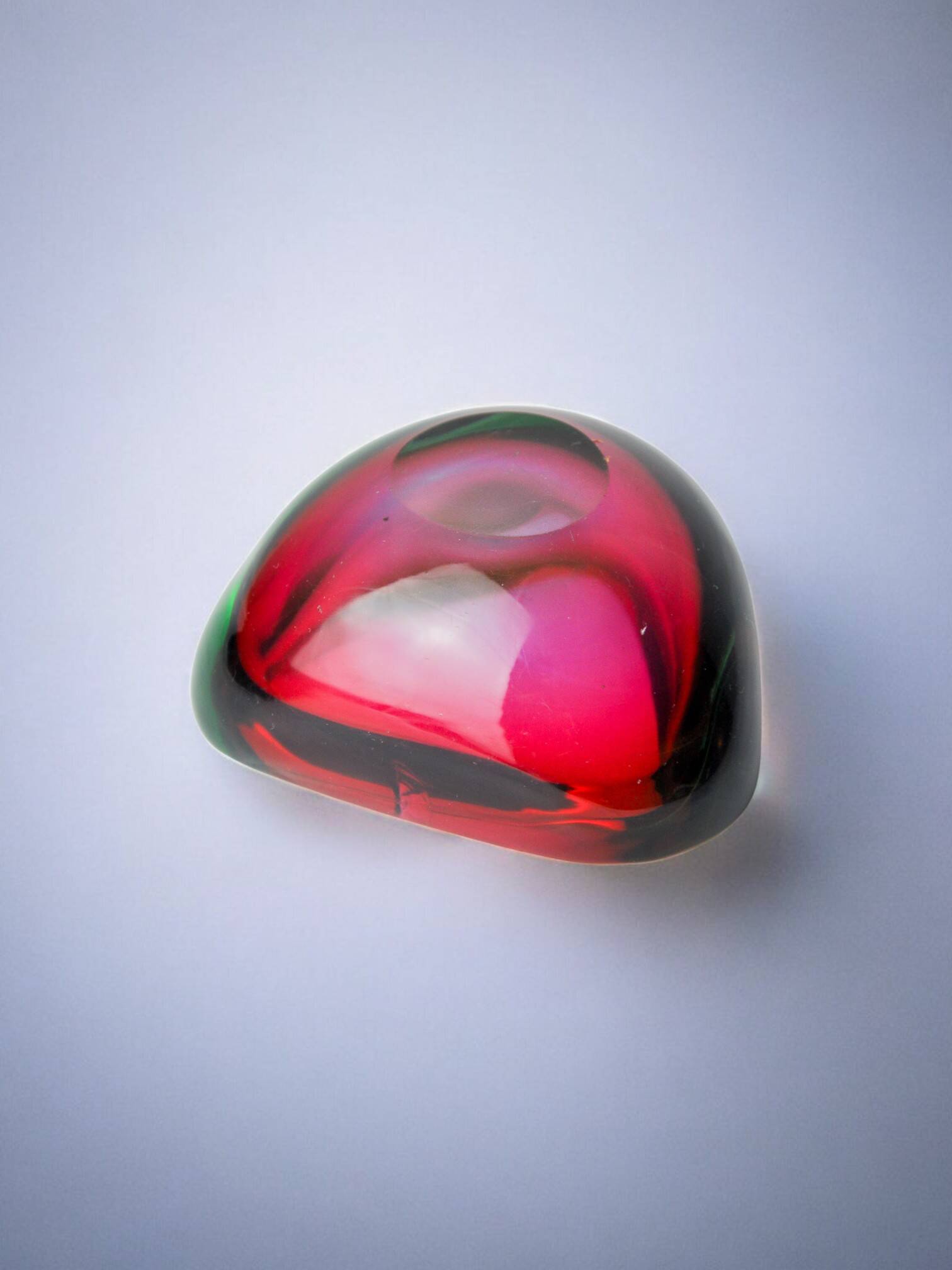 Red and green Sommerso ashtray by Seguso, Murano glass, Italy, 1970s