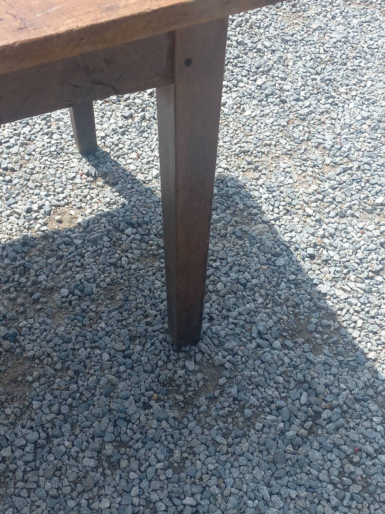 19th century farmhouse table in oak and poplar with spindle legs 198cm