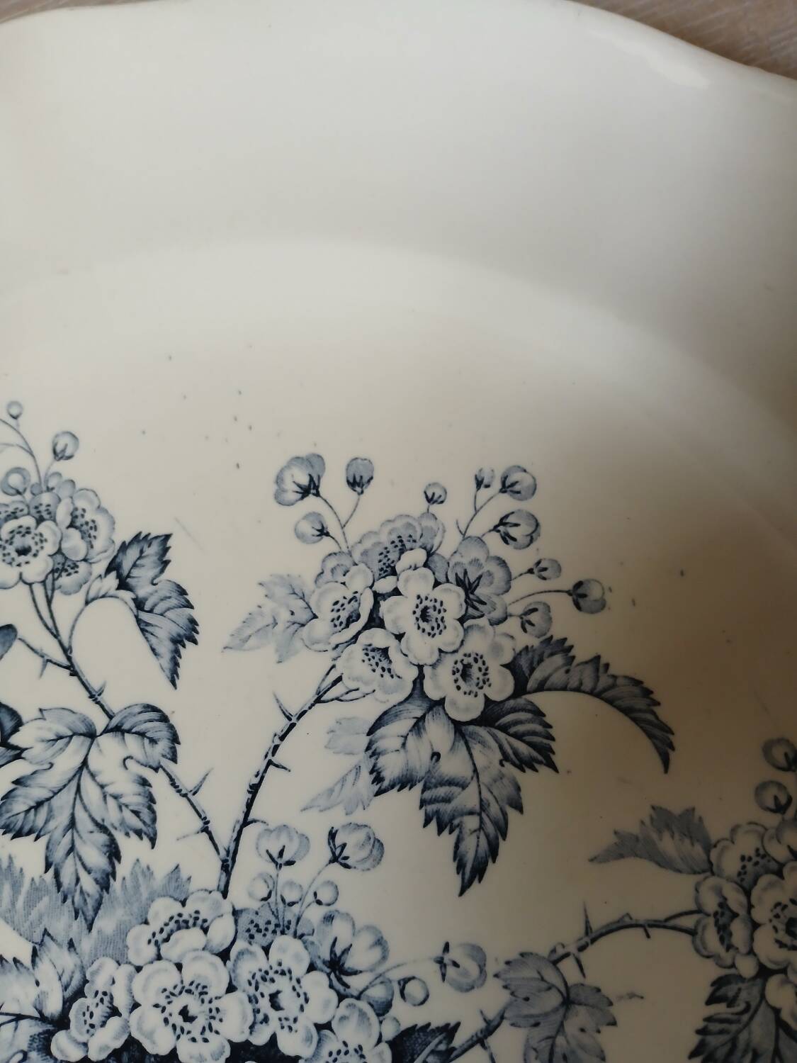 Large round antique ironstone dish