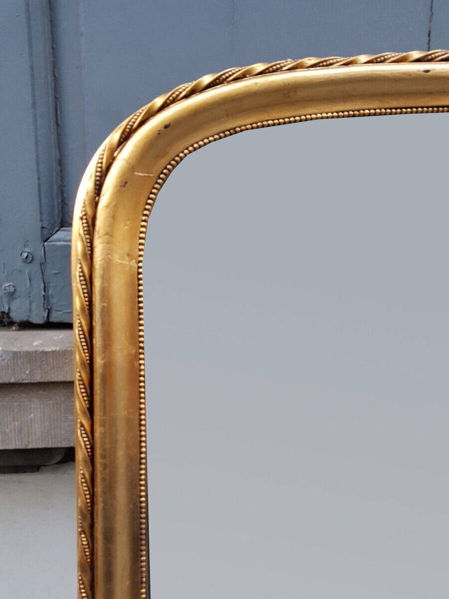 Miroir de cheminée doré, bois et verre, 19ème