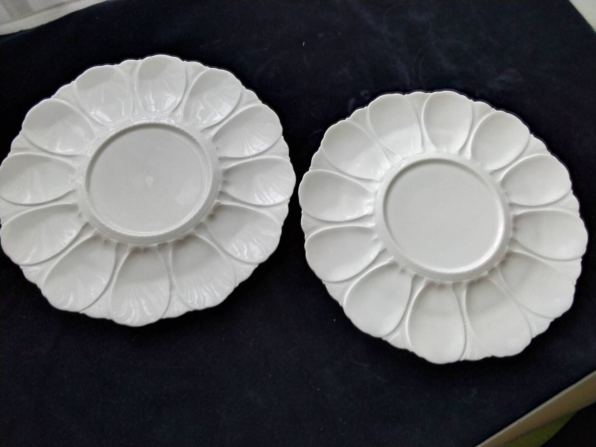Pair of Limoges Giraud porcelain oyster dishes or large plates