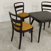 Lot de 4 chaises Thonet art déco 1930 , bouclette Jaune moutarde