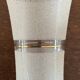 Jug + 6 frosted glass tumblers with white and gold rim.