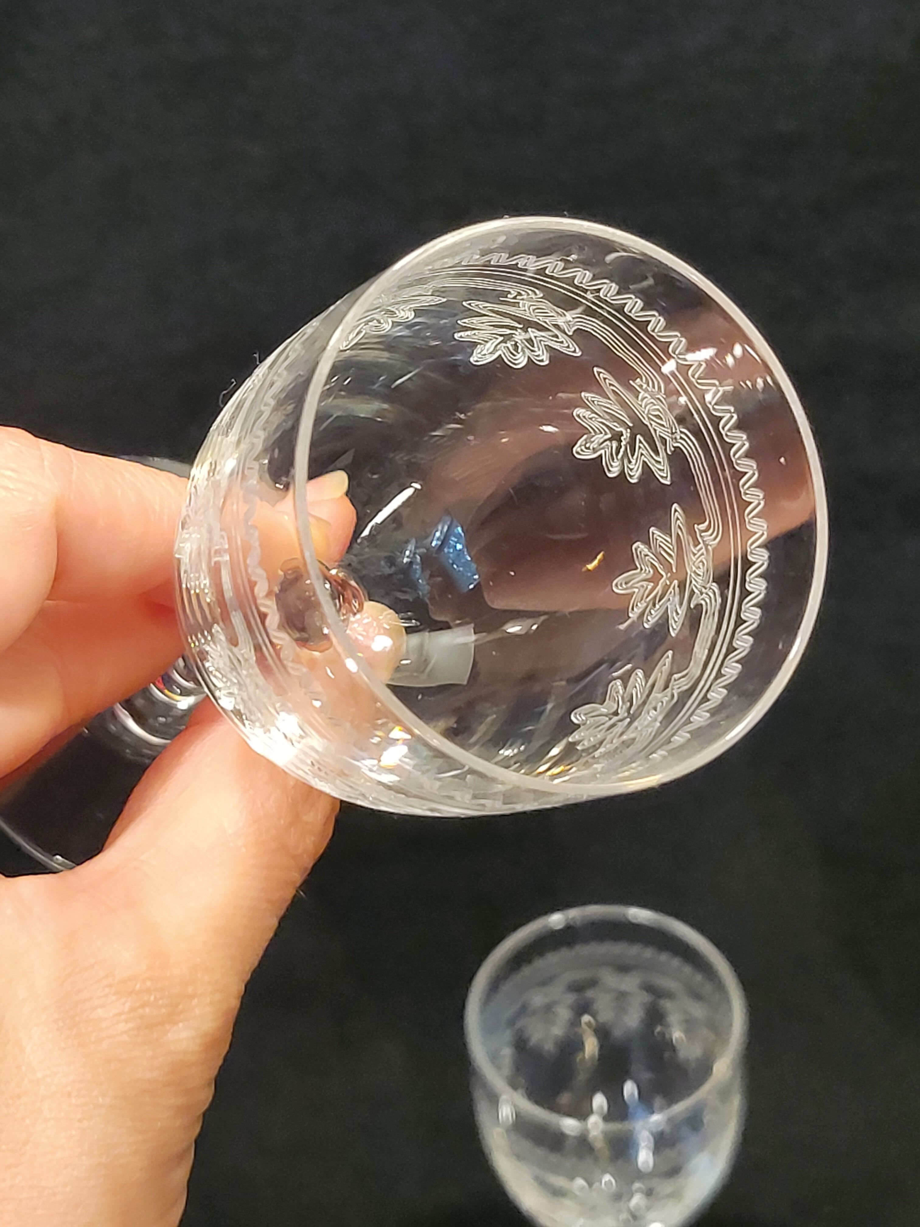6 old Port stemmed glasses in engraved baccarat crystal