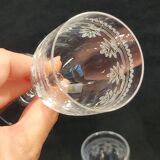 6 anciens verres a pied a porto en cristal de baccarat gravé