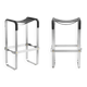 Pair of black metal stools without a backrest.