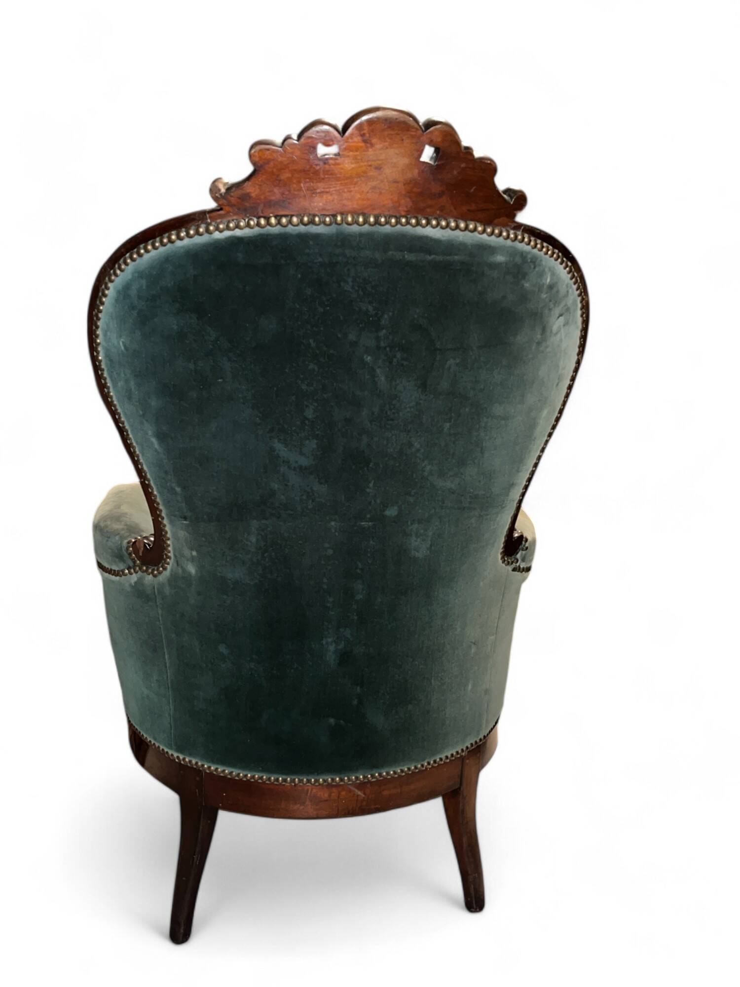 Mahogany and velvet Napoleon III shepherdess, late 19th century