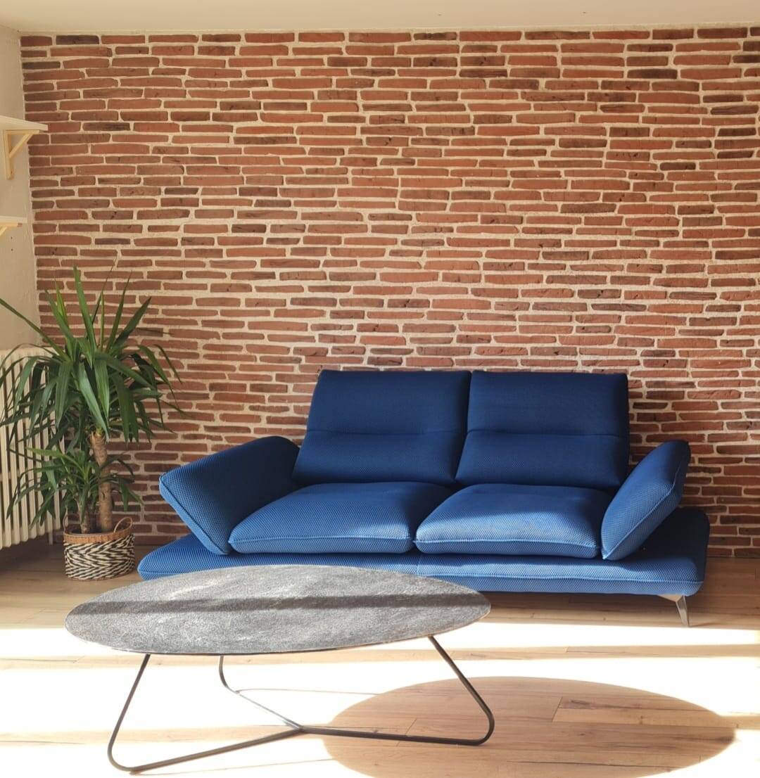 Canape contemporain aerre italia bleu 2 places