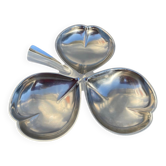 Silver-plated metal clover-shaped trinket dish or tray