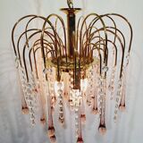 Murano chandelier with pink tassels with 3 lights