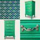 Vintage green oak chest of drawers from the 1960s.