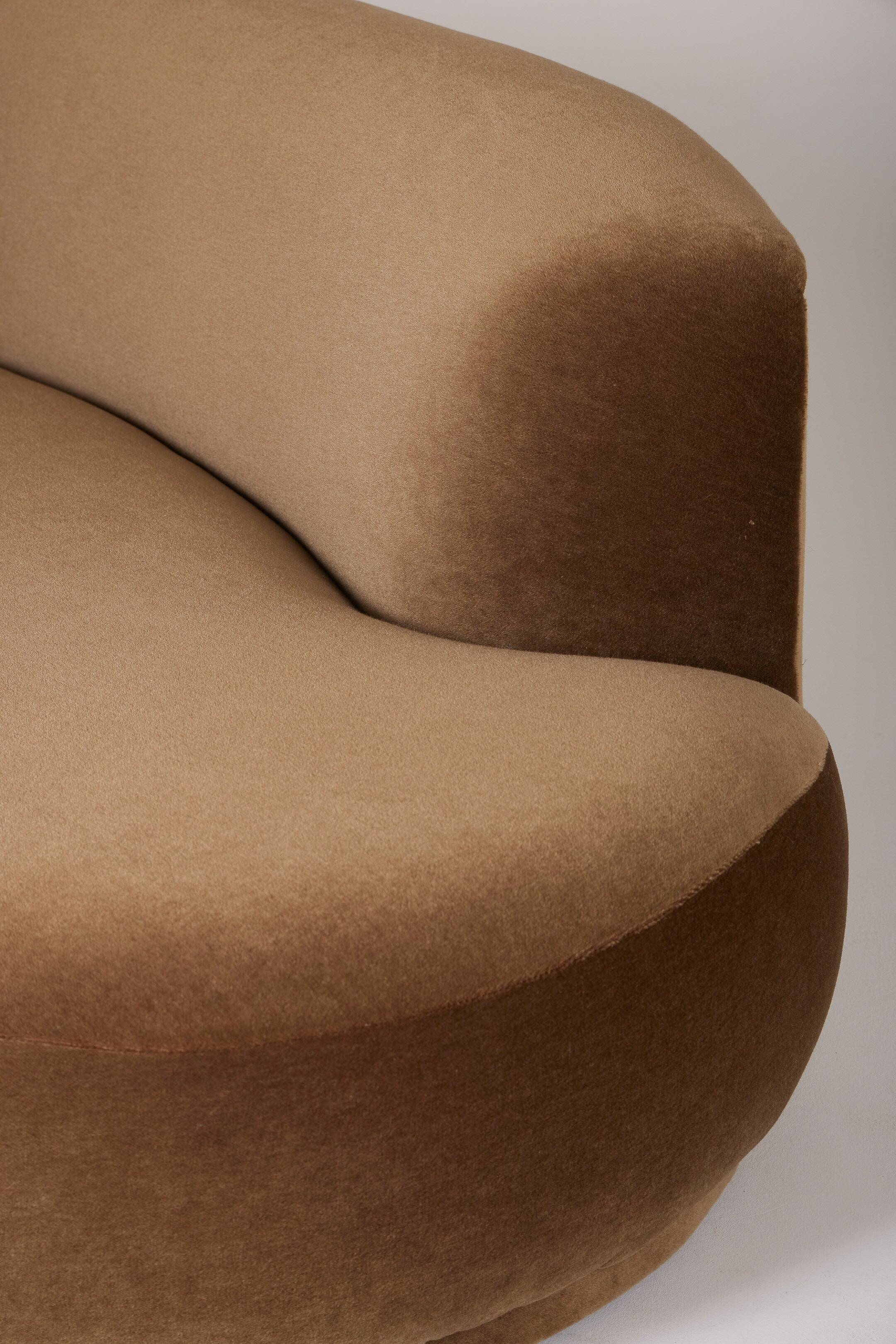 Half-moon mohair velvet sofa