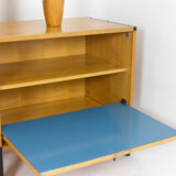 Oak and metal bookcase  design ARP (Motte Guariche Mortier), edition Minvielle 1960