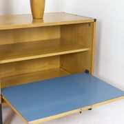 Oak and metal bookcase  design ARP (Motte Guariche Mortier), edition Minvielle 1960