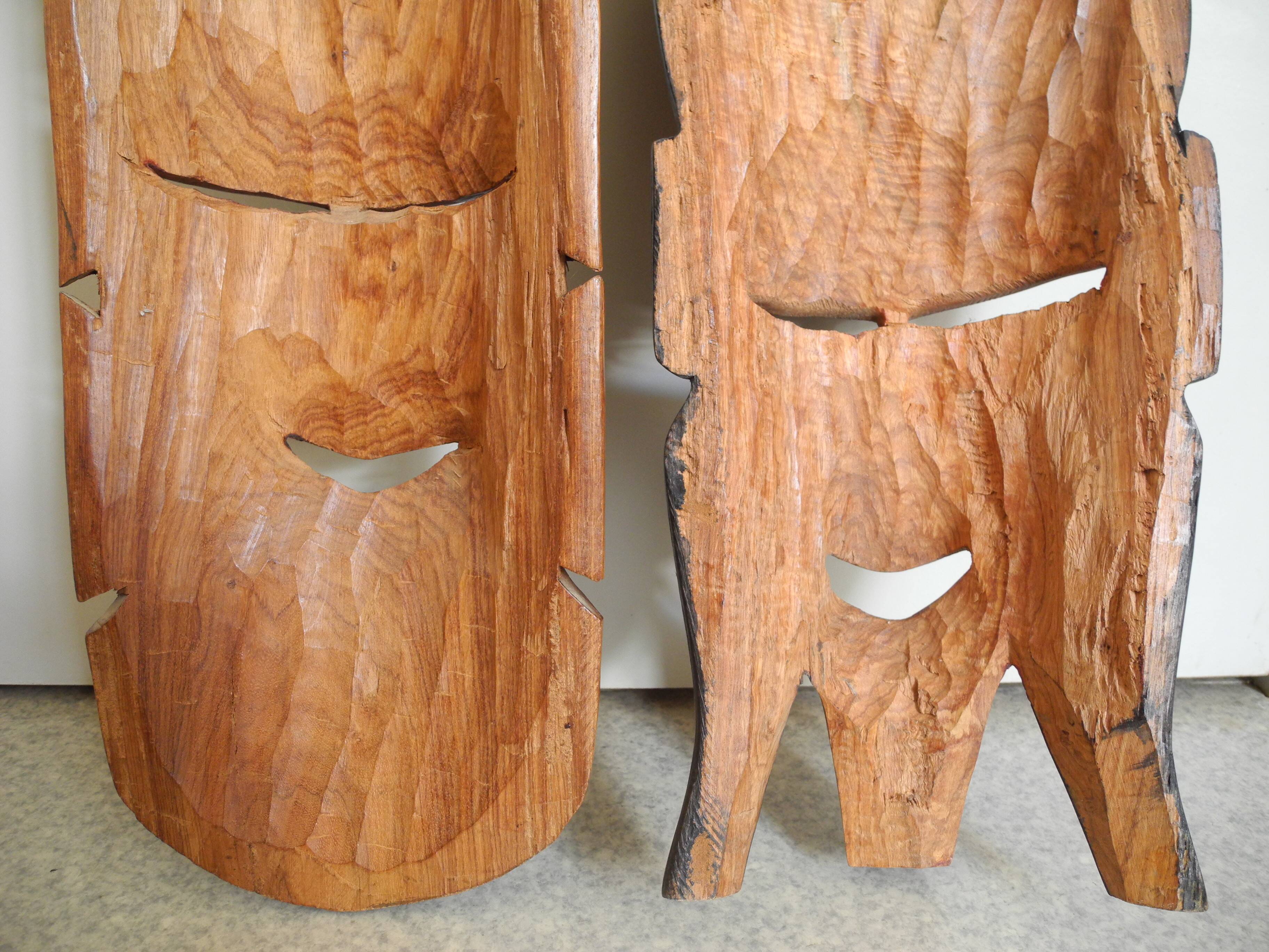 Pair of African wooden masks, vintage decoration, wooden African masks, 70s/80s