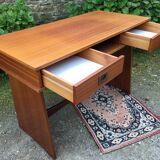Vintage teak marine desk with 2 drawers.