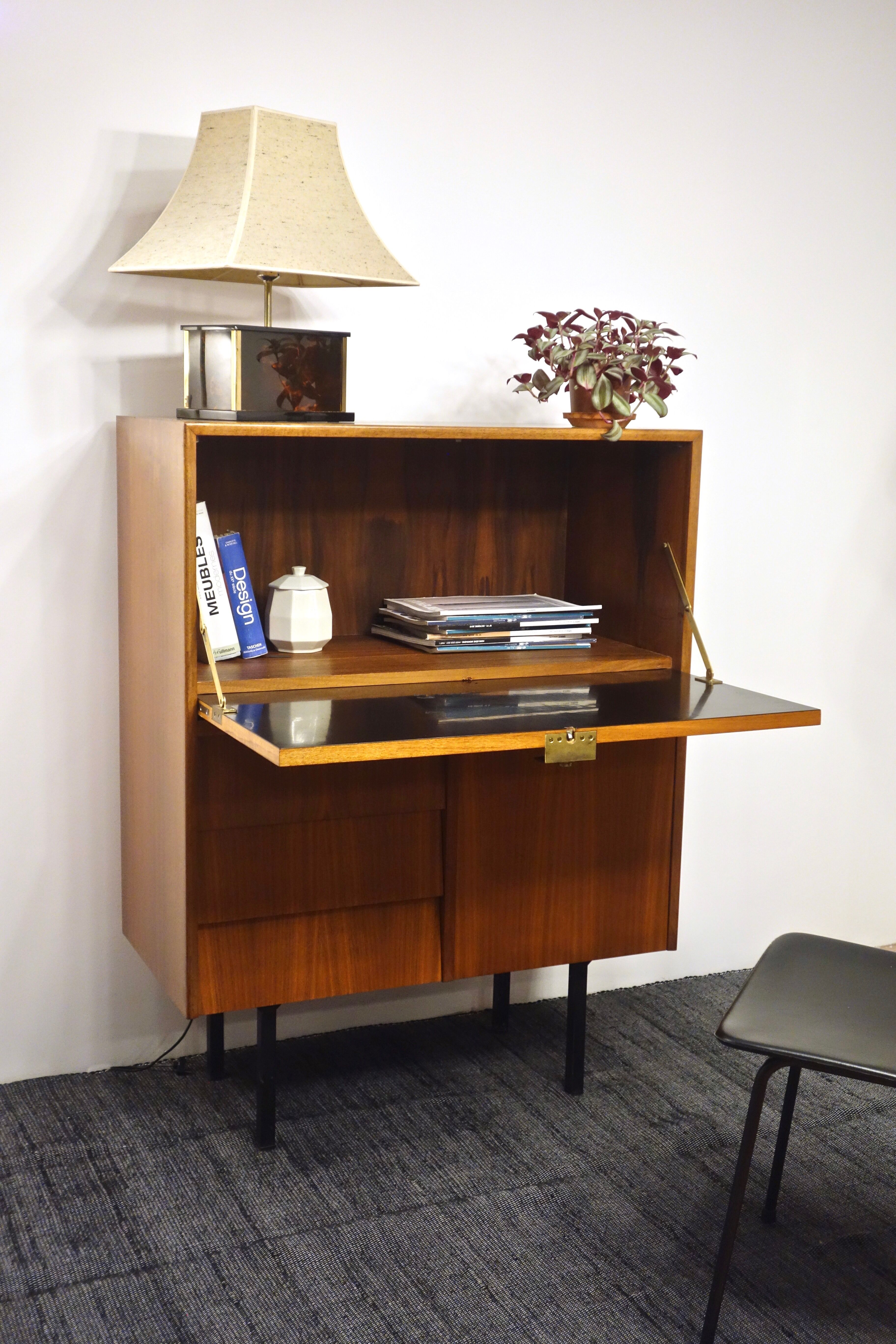 Vintage teak secretary, France 1950's