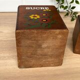 Set of 4 wooden spice jars