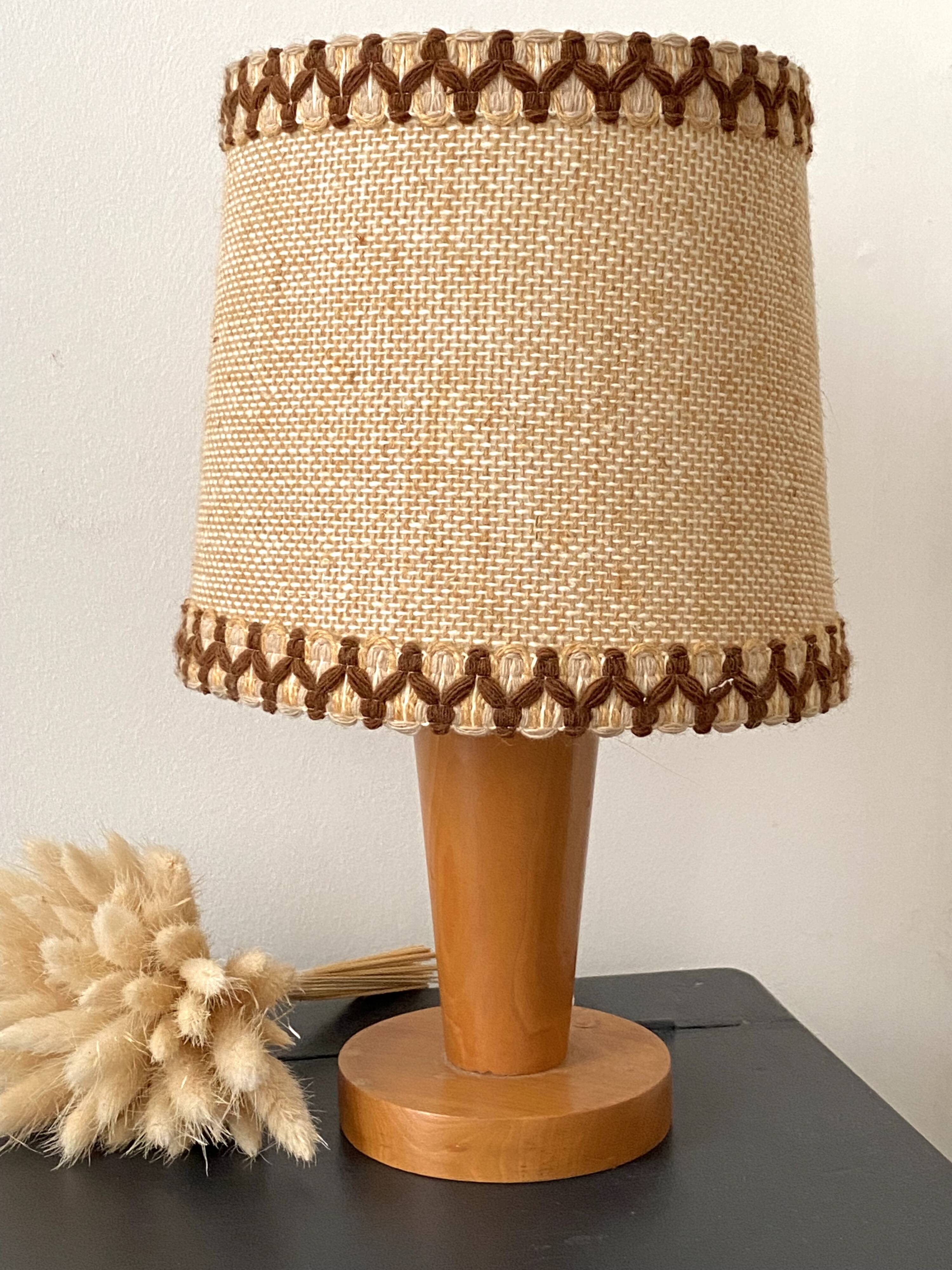 Wooden table lamp, 70s