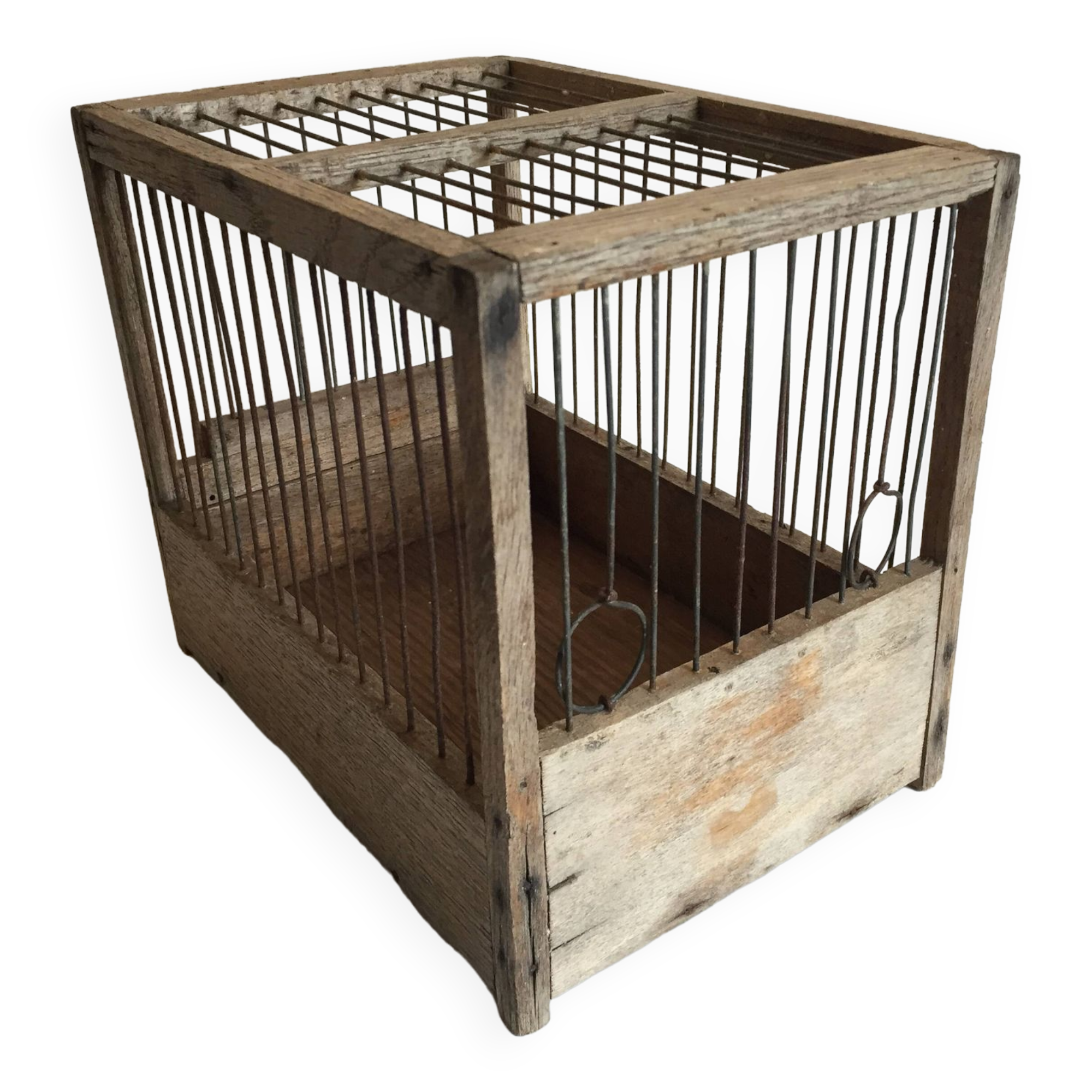 Old bird cage in wood and steel
