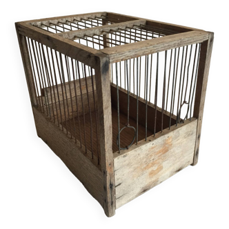 Old bird cage in wood and steel