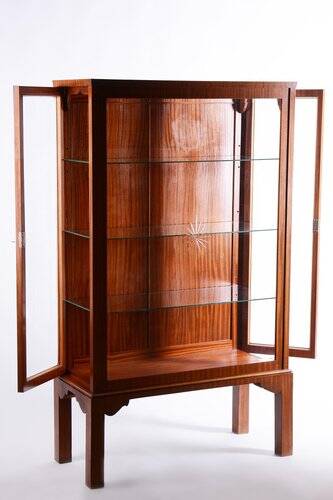 Czech Art Deco Display Cabinet in Mahogany and Glass, 1930s