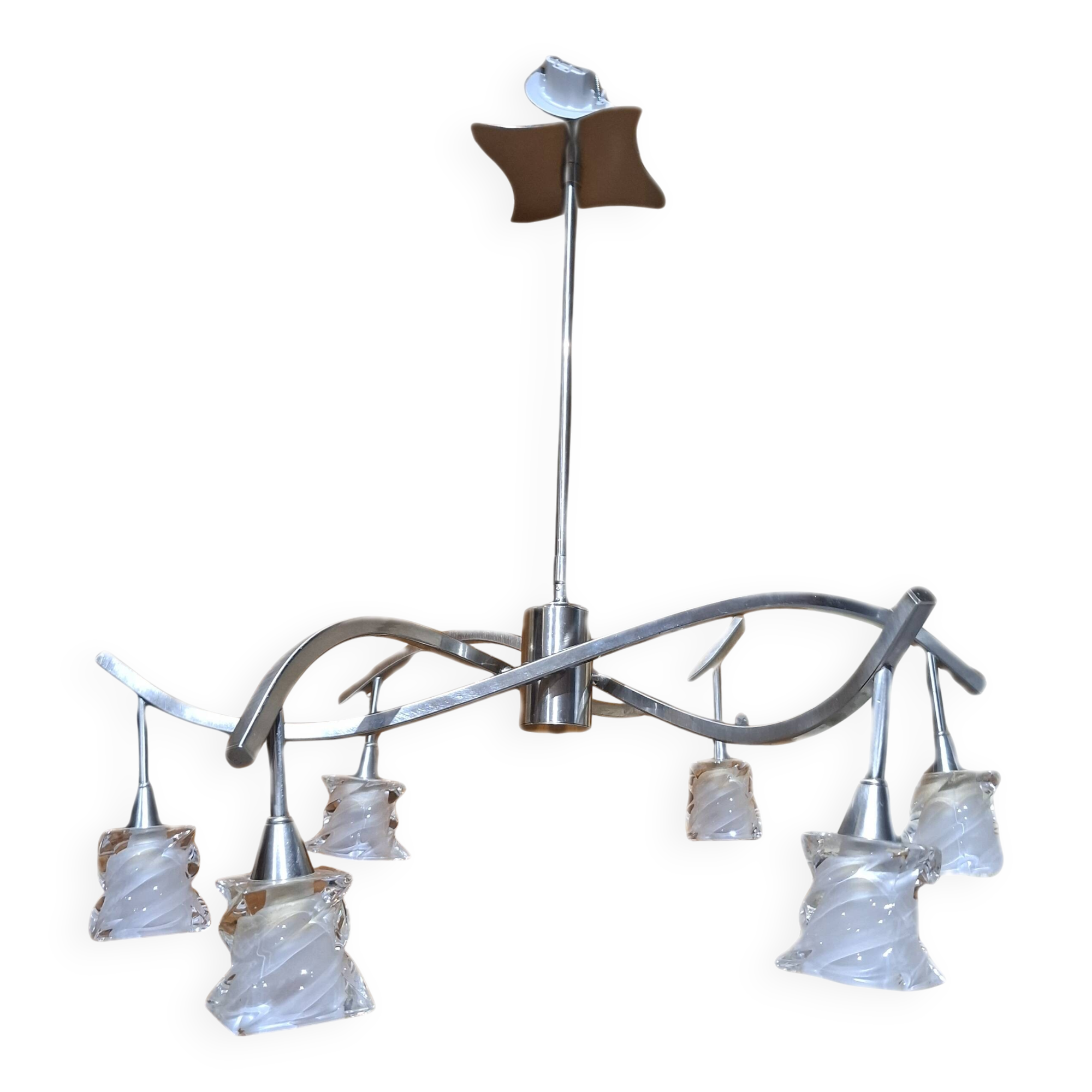 Lustre Salomon à 6 branches inox brossé