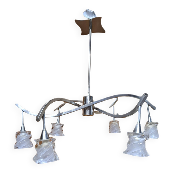 Lustre Salomon à 6 branches inox brossé