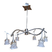 Lustre Salomon à 6 branches inox brossé