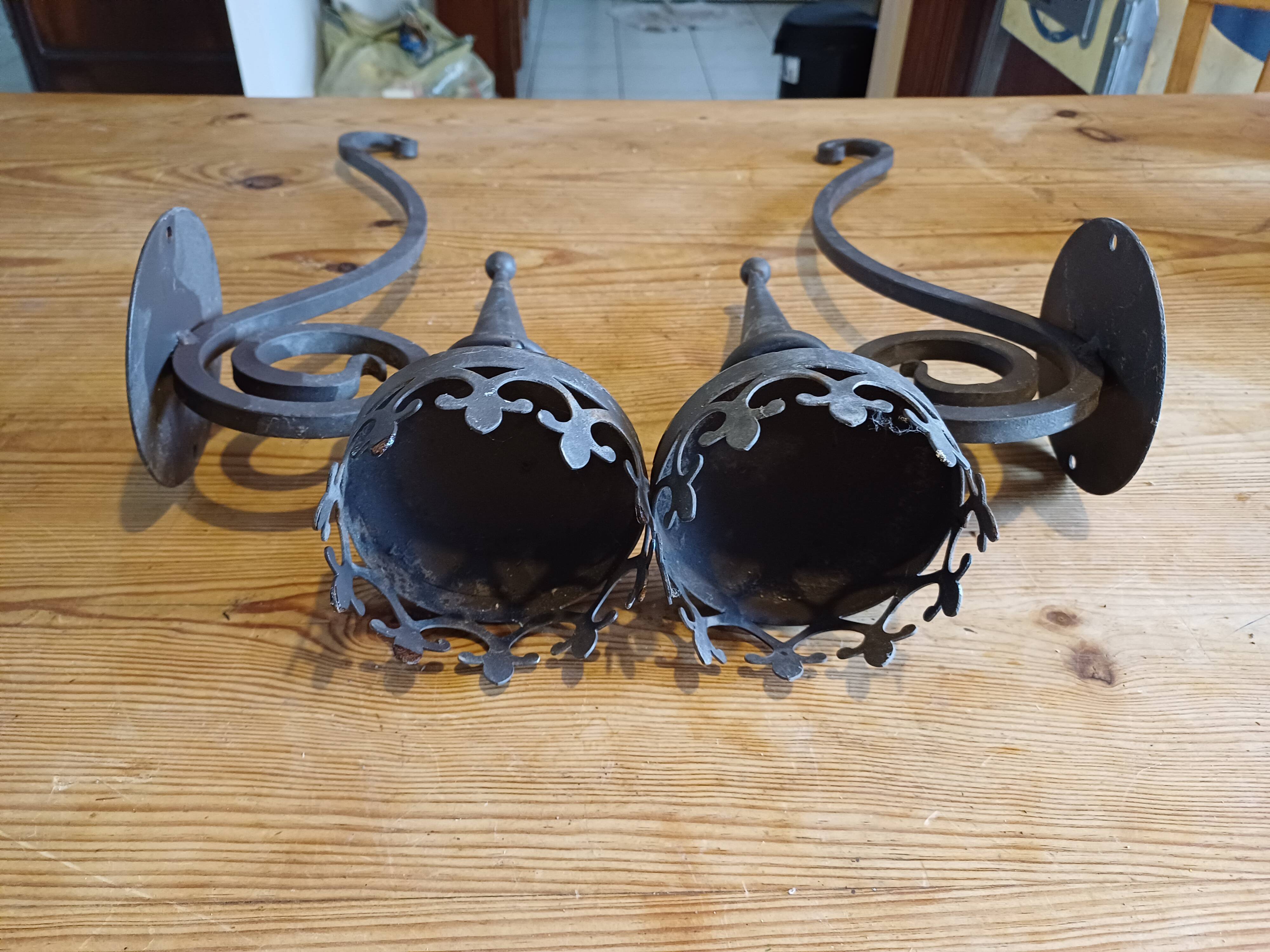 Pair of Wrought Iron Wall Lights