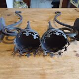 Paire d'Appliques en Fer Forgé